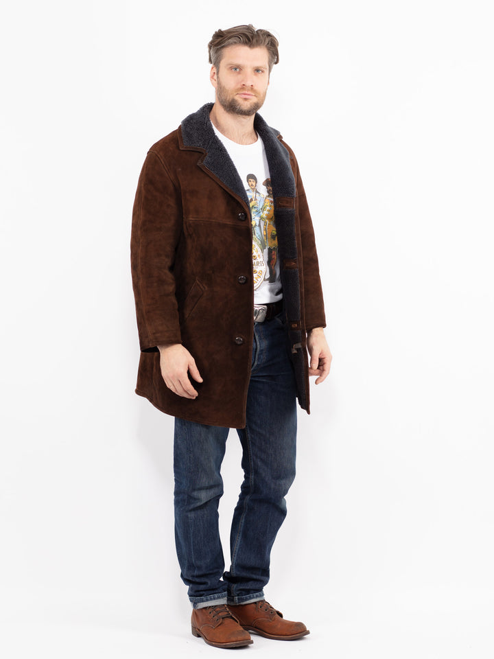 Vintage 70's Men Sheepskin Coat in BrownZ2663