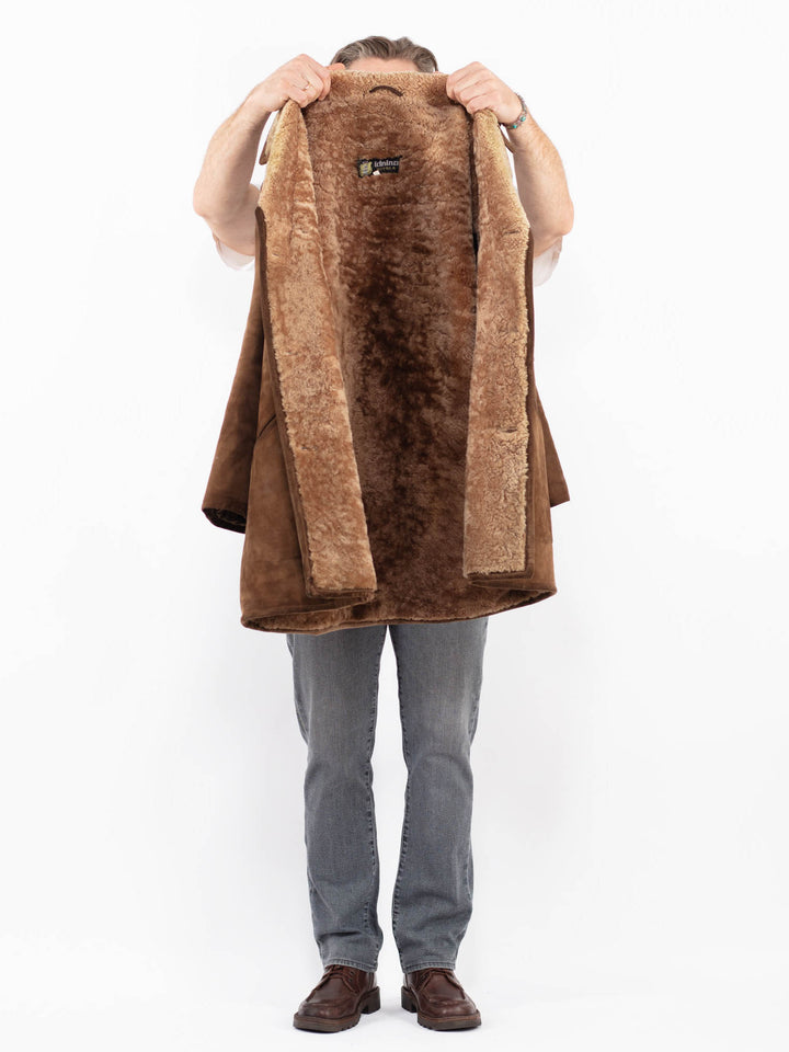 Vintage 70's Men Sheepskin Coat in BrownZ2056