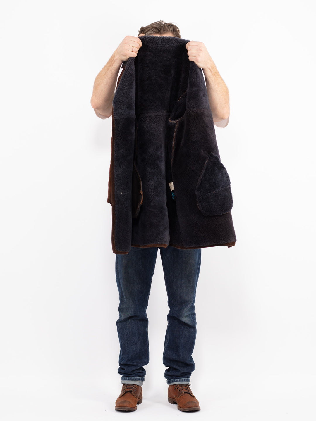Vintage 70's Men Sheepskin Coat in BrownZ2663