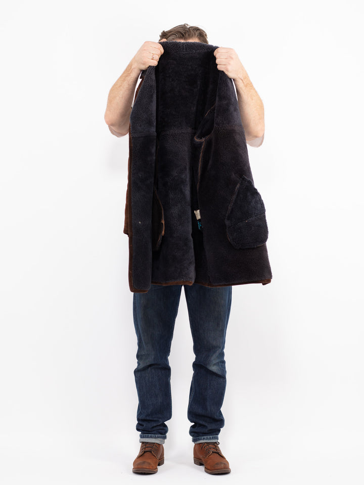 Vintage 70's Men Sheepskin Coat in BrownZ2663