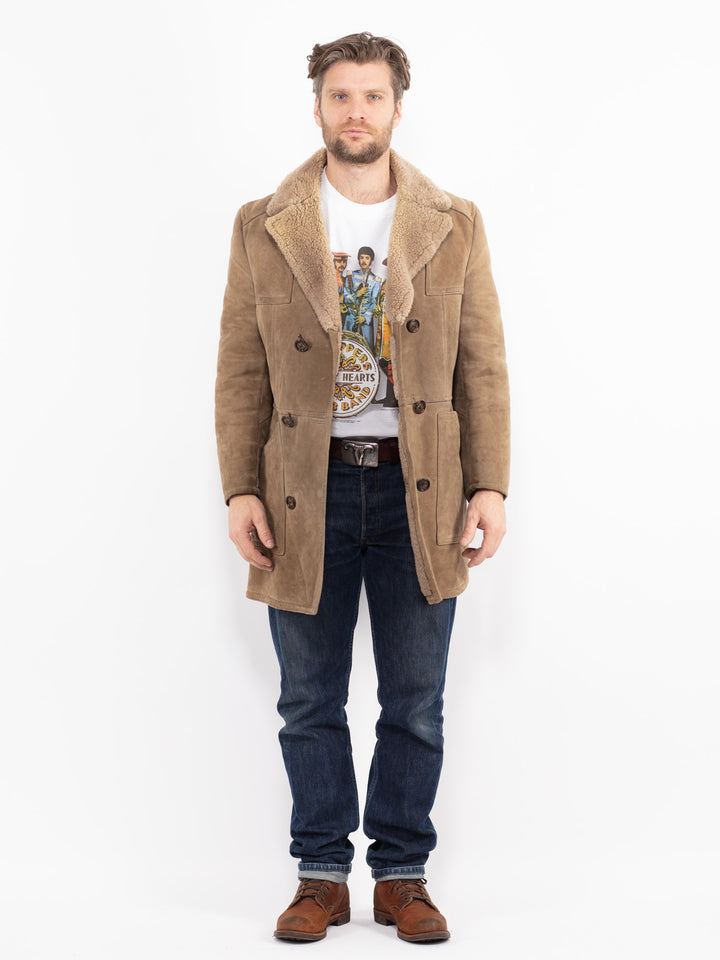 Vintage 70's Men Sheepskin Coat in BeigeZ2664