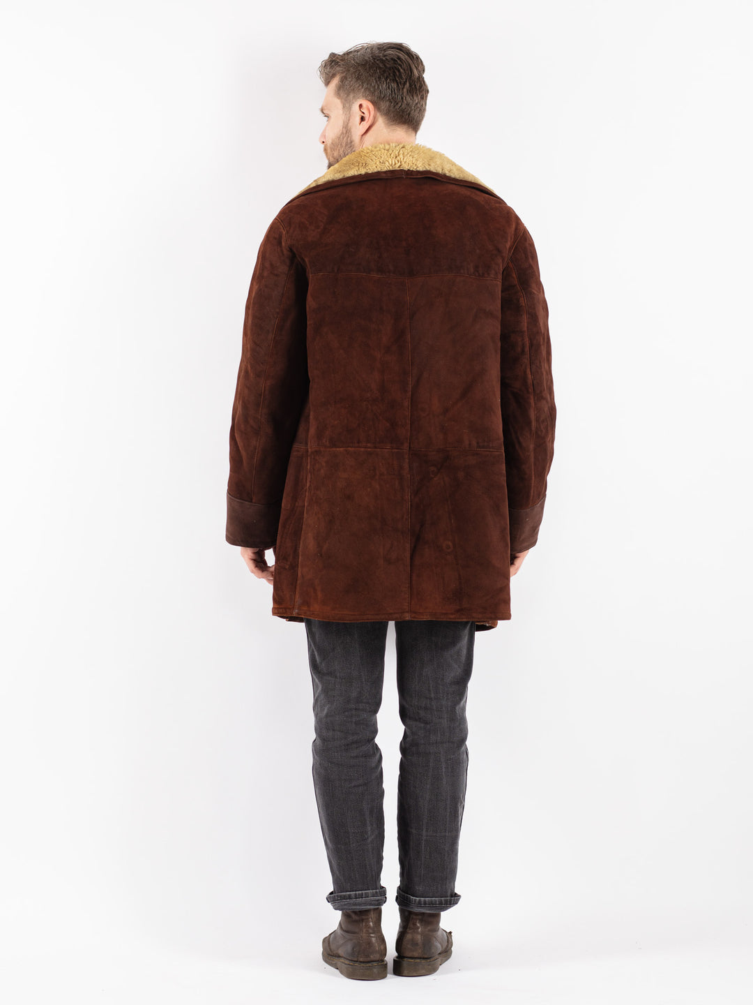 Vintage 70's Men Sheepskin Coat in Brown