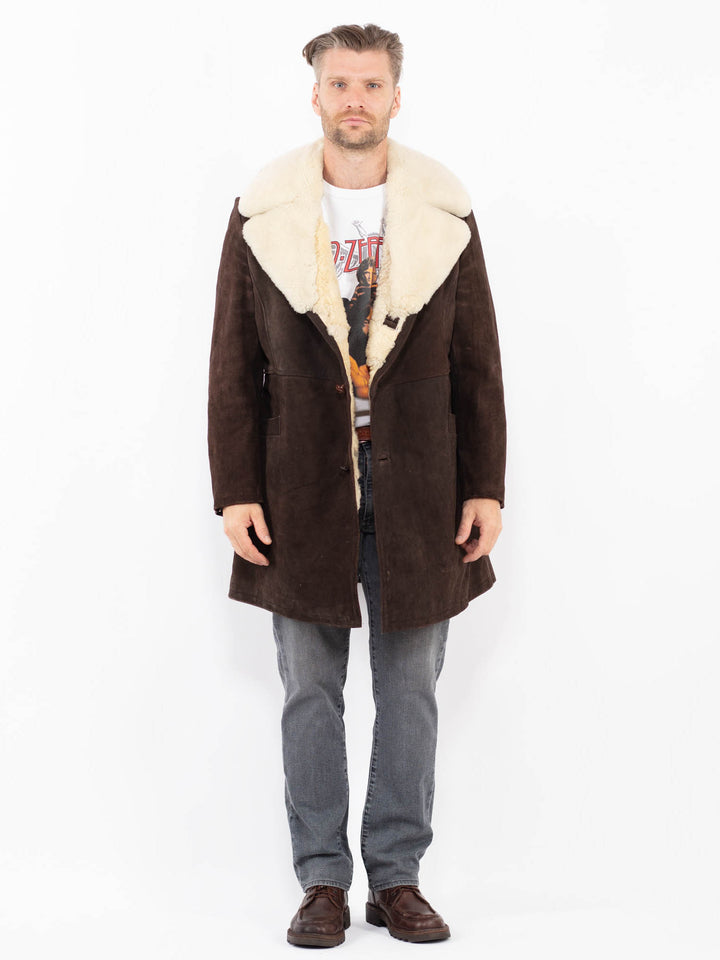 Vintage 70's Men Sheepskin Coat in BrownZ2058