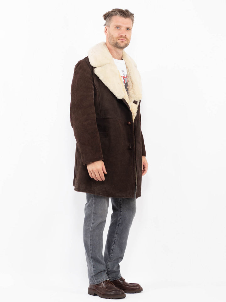 Vintage 70's Men Sheepskin Coat in BrownZ2058