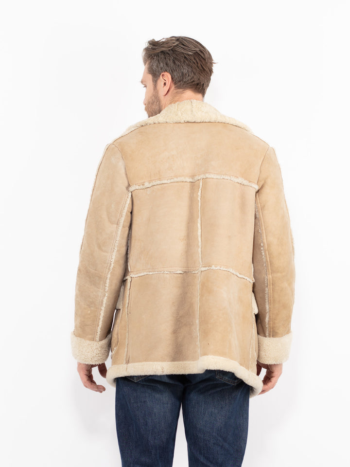 Vintage 70's Men Sheepskin Coat in BeigeZ2665
