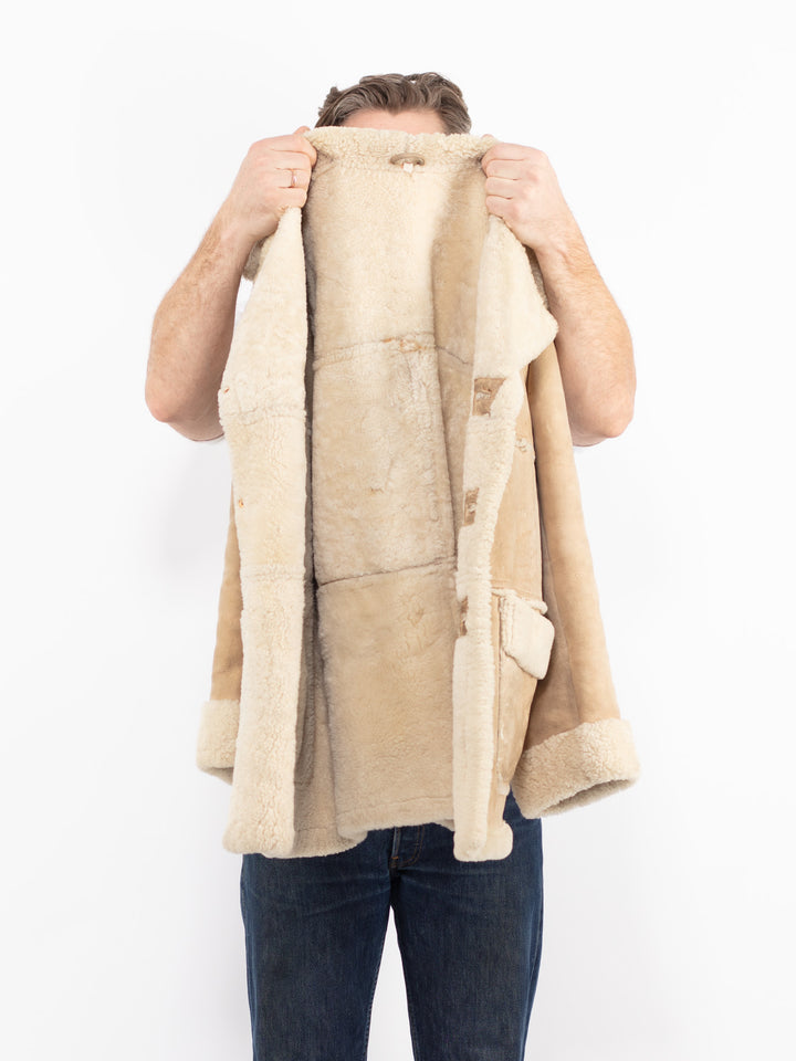 Vintage 70's Men Sheepskin Coat in BeigeZ2665
