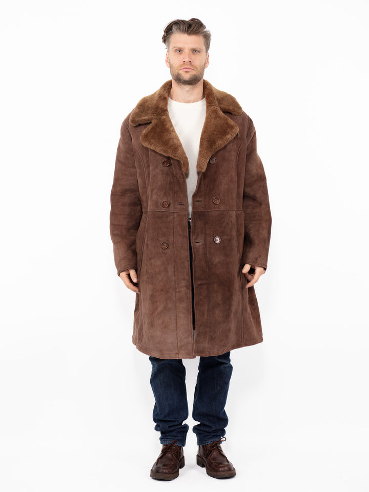Vintage 70's Men Sheepskin Coat in BrownZ2554