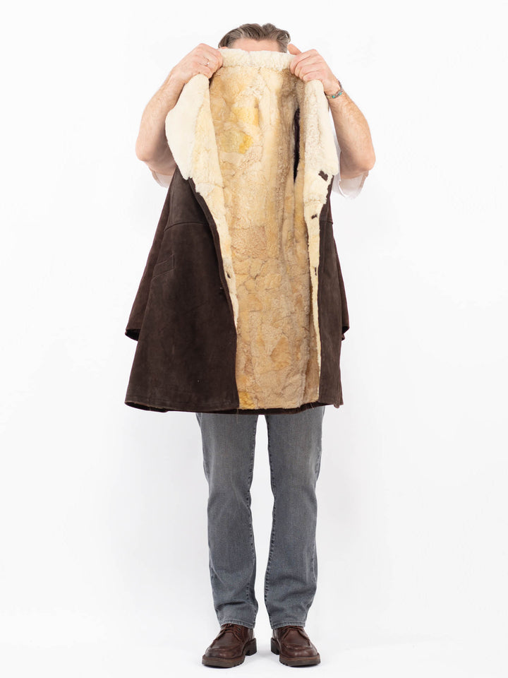 Vintage 70's Men Sheepskin Coat in BrownZ2058