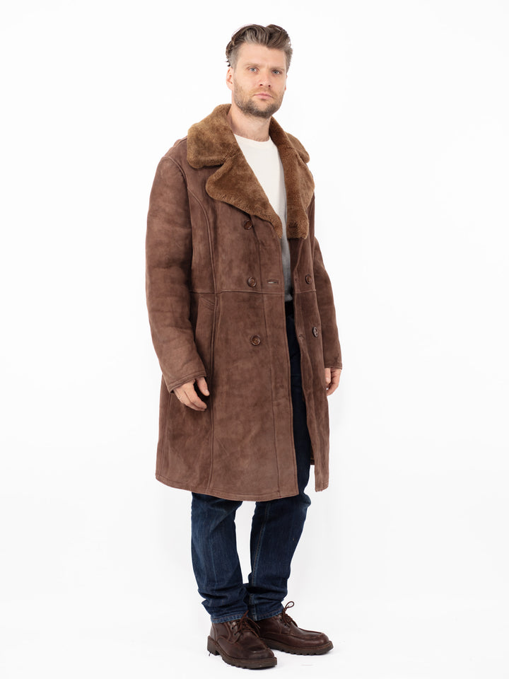 Vintage 70's Men Sheepskin Coat in BrownZ2554
