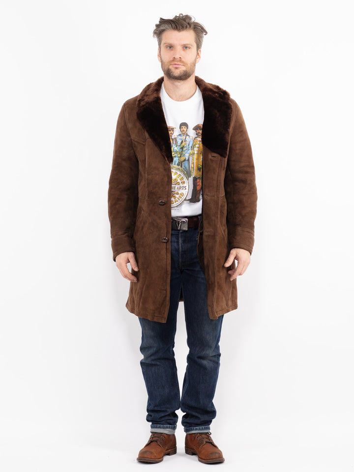 Vintage 70's Men Sheepskin Coat in BrownZ2666