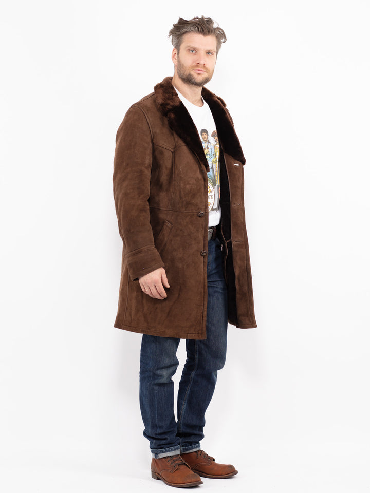 Vintage 70's Men Sheepskin Coat in BrownZ2666