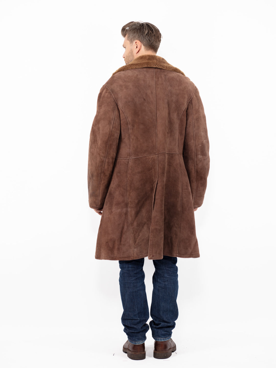 Vintage 70's Men Sheepskin Coat in BrownZ2554
