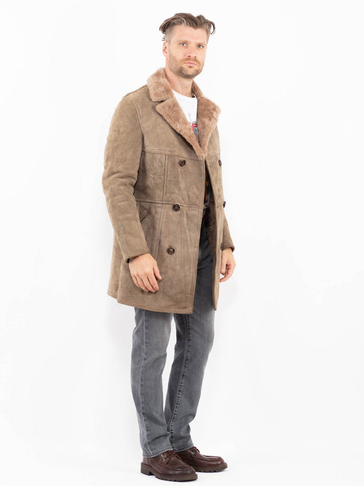 Vintage 70's Men Sheepskin Coat in BeigeZ2059
