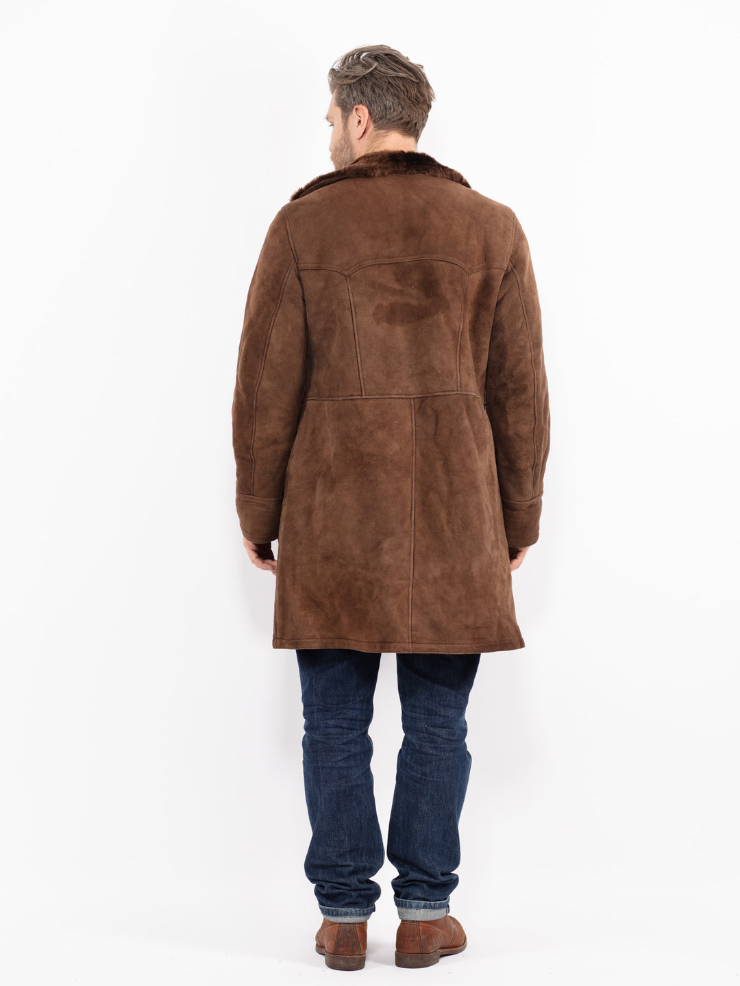 Vintage 70's Men Sheepskin Coat in BrownZ2666