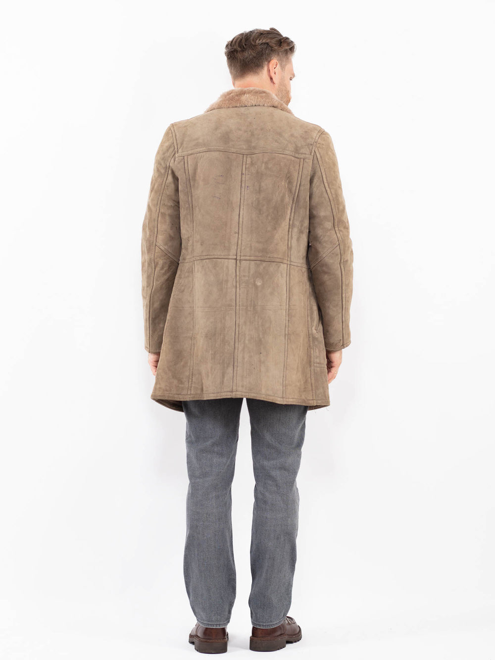 Vintage 70's Men Sheepskin Coat in BeigeZ2059