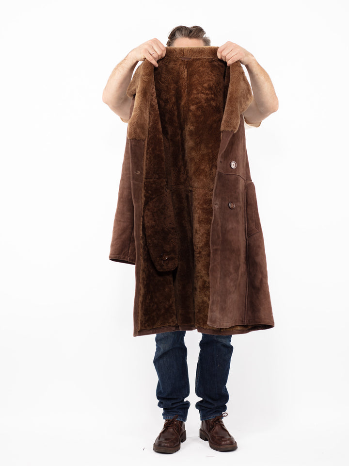 Vintage 70's Men Sheepskin Coat in BrownZ2554