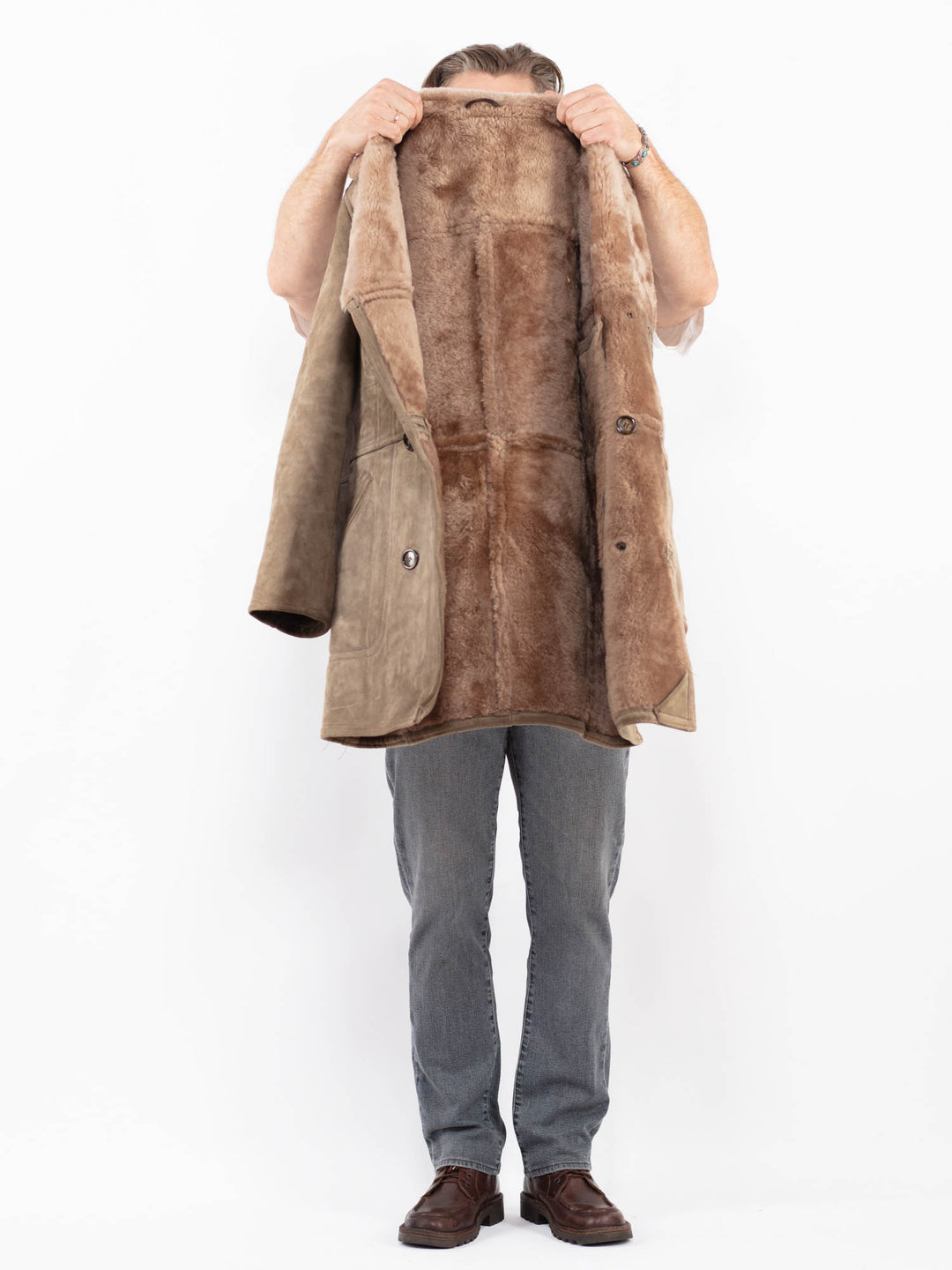 Vintage 70's Men Sheepskin Coat in BeigeZ2059