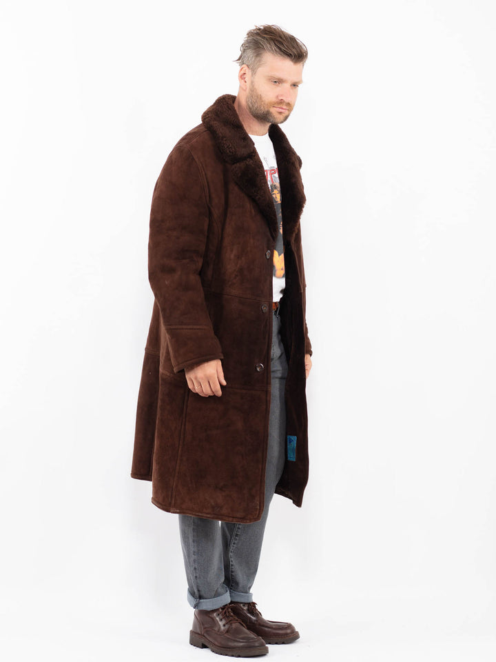 Vintage 70's Men Sheepskin Coat in BrownZ2285