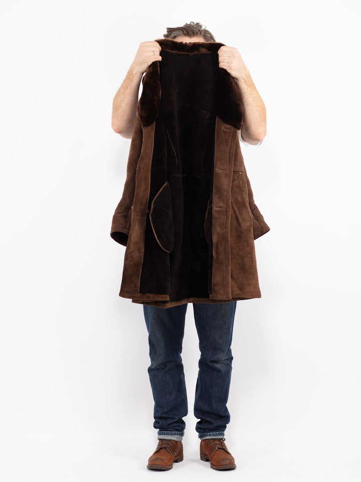Vintage 70's Men Sheepskin Coat in BrownZ2666
