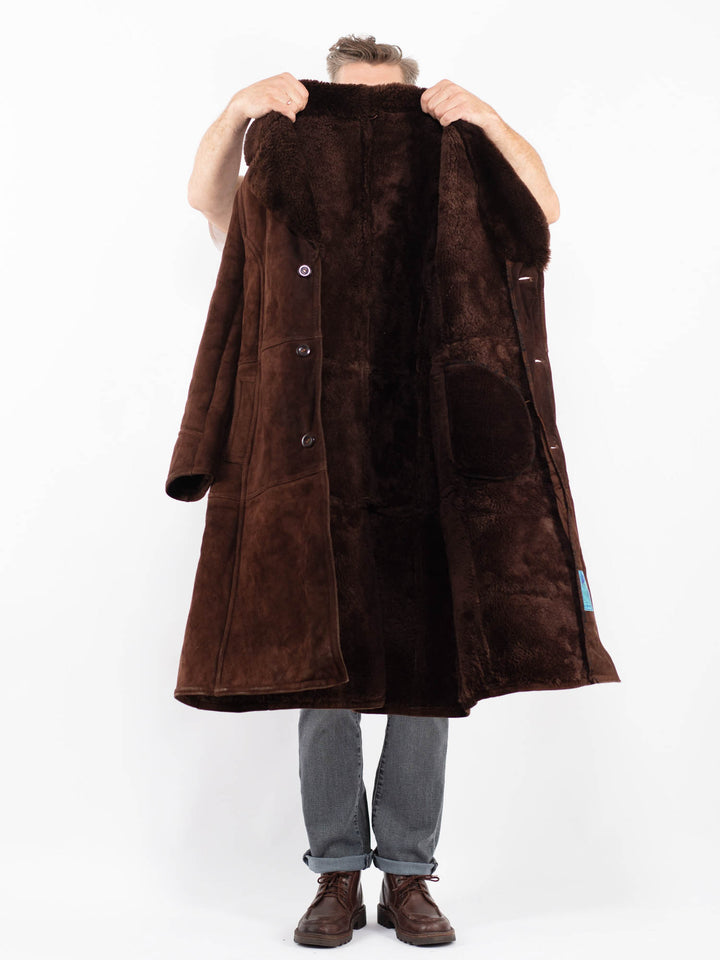 Vintage 70's Men Sheepskin Coat in BrownZ2285