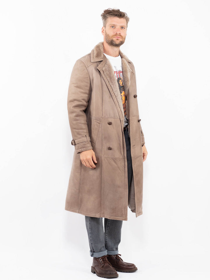 Vintage 70's Men Sheepskin Coat in BeigeZ2287