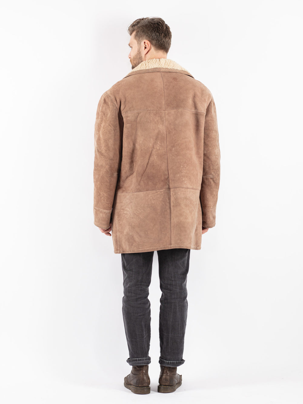 Vintage 70's Men Sheepskin Coat in Beige