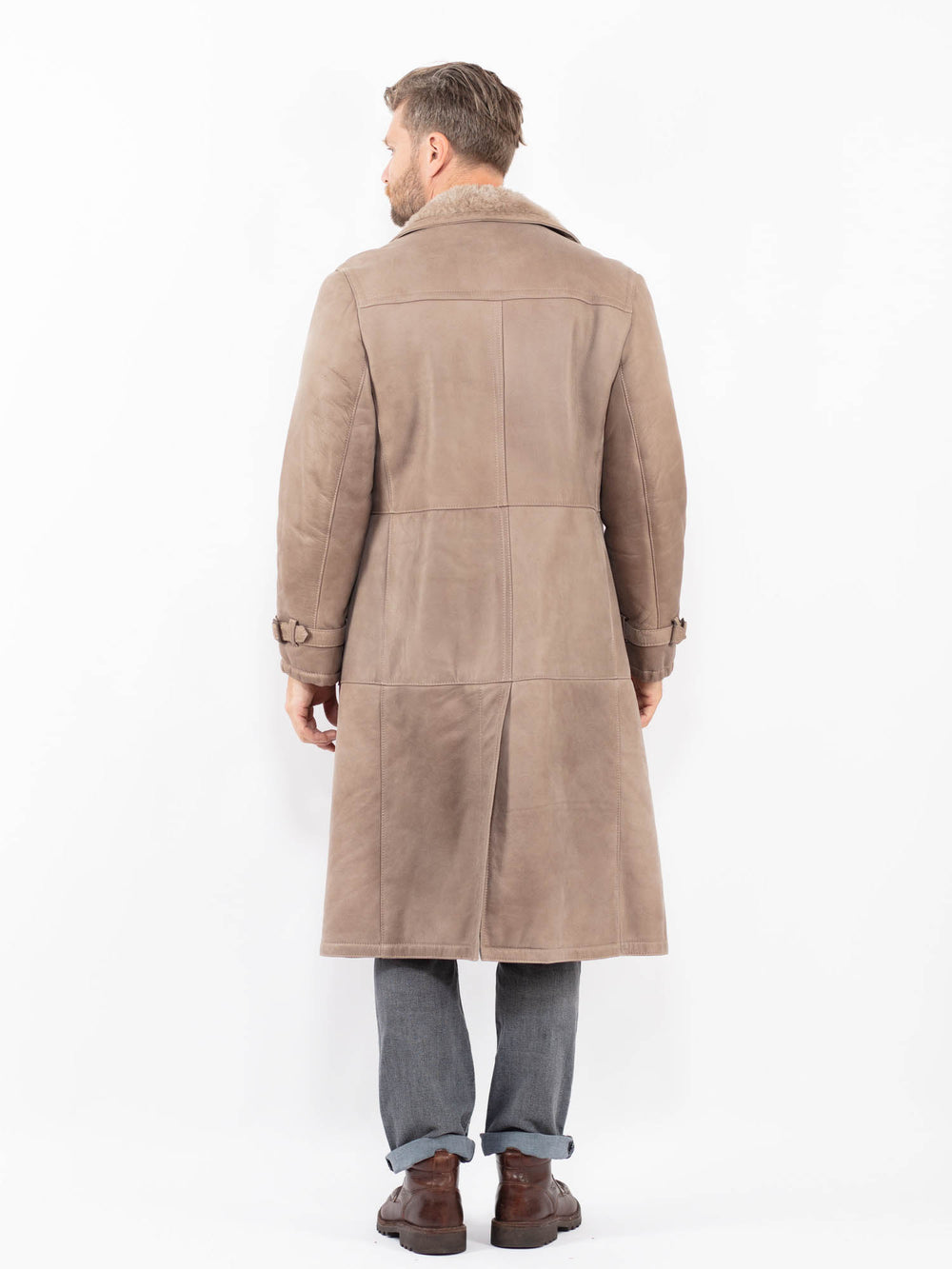 Vintage 70's Men Sheepskin Coat in BeigeZ2287