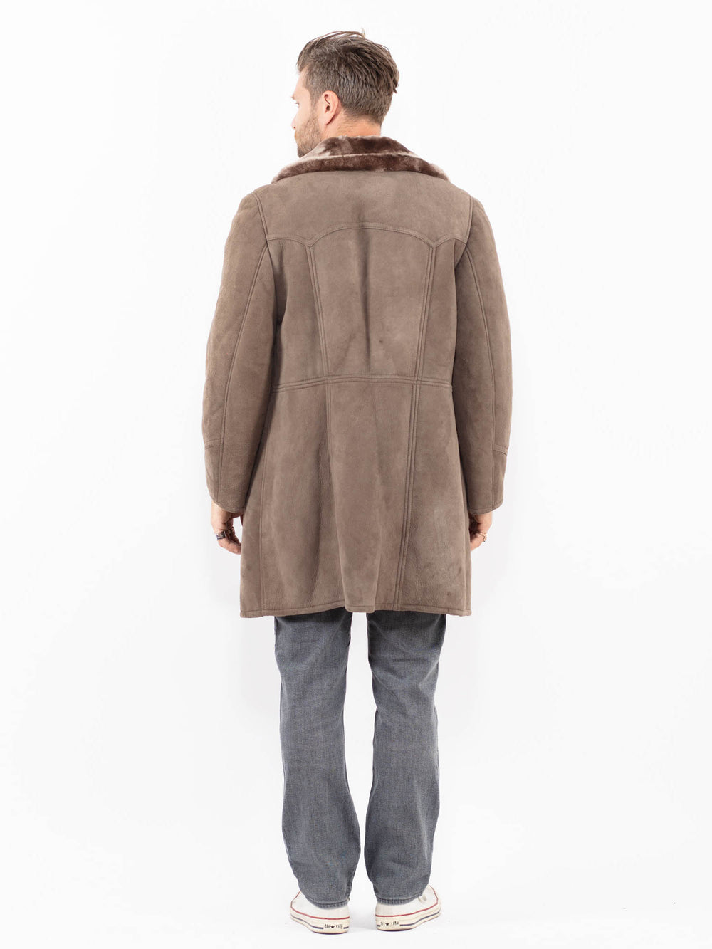 Vintage 70's Men Sheepskin Coat in BeigeZ1938