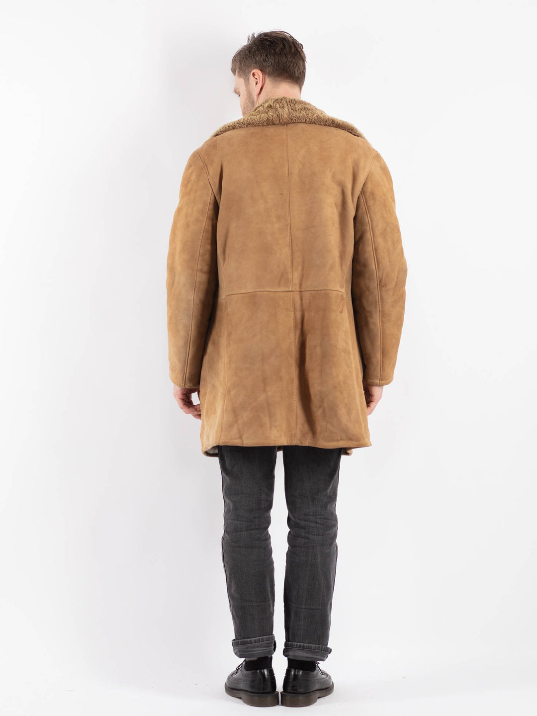 Vintage 70's Men Sheepskin Coat in Beige