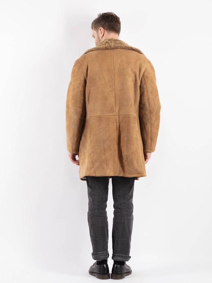 Vintage 70's Men Sheepskin Coat in Beige