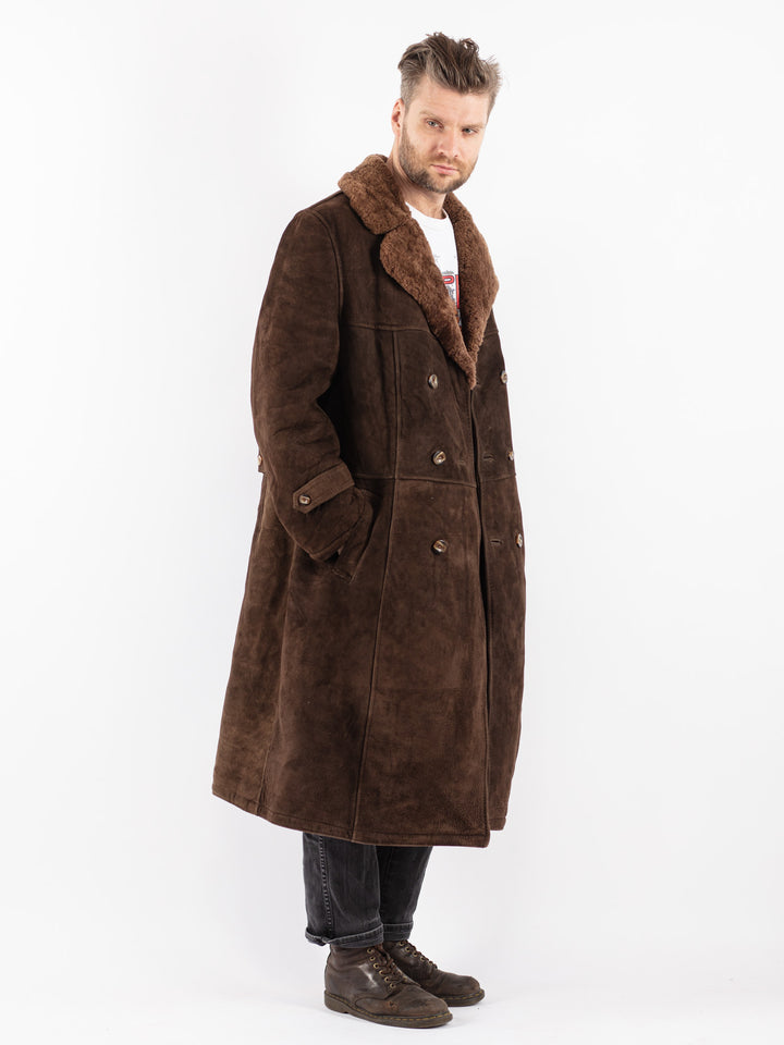 Vintage 70's Men Sheepskin Coat in Brown