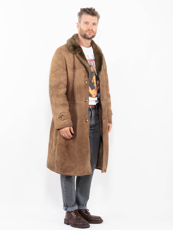 Vintage 70's Men Sheepskin Coat in BrownZ2289