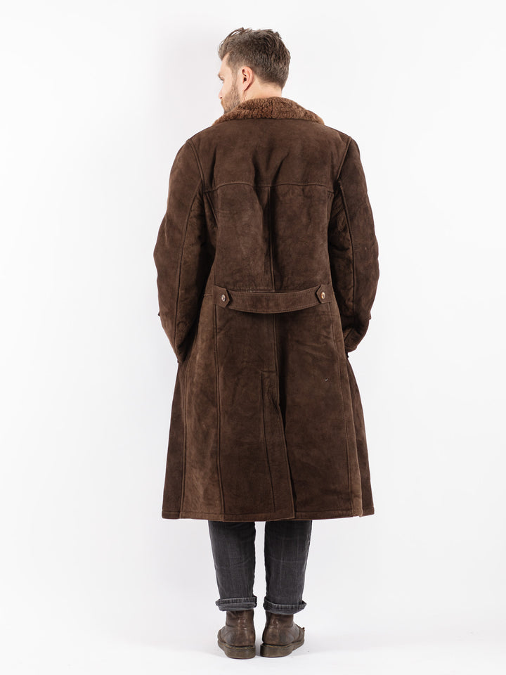 Vintage 70's Men Sheepskin Coat in Brown