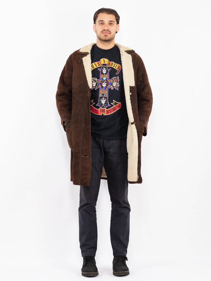 Vintage 70's Men Sheepskin Coat in BrownZ2381