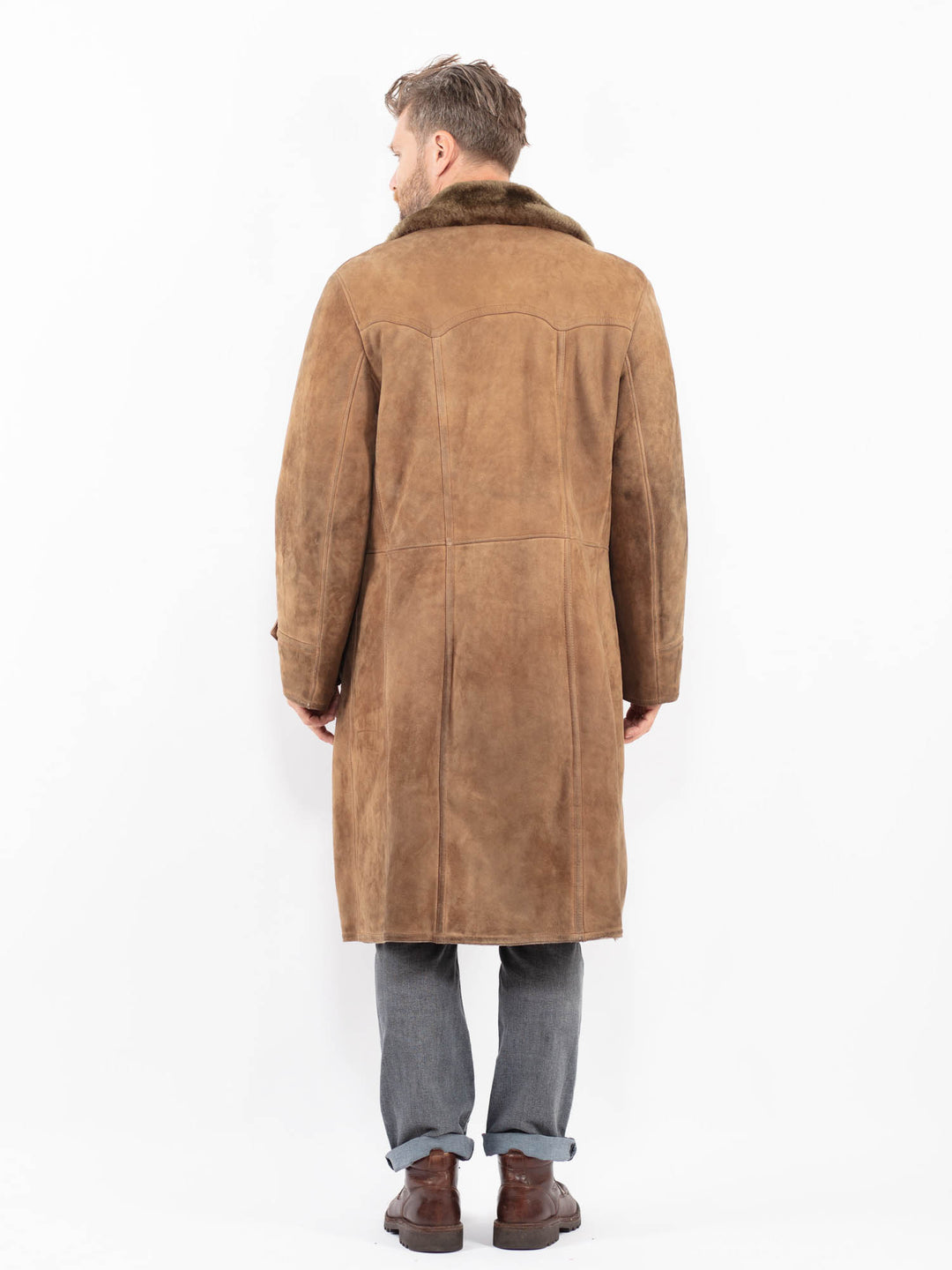 Vintage 70's Men Sheepskin Coat in BrownZ2289
