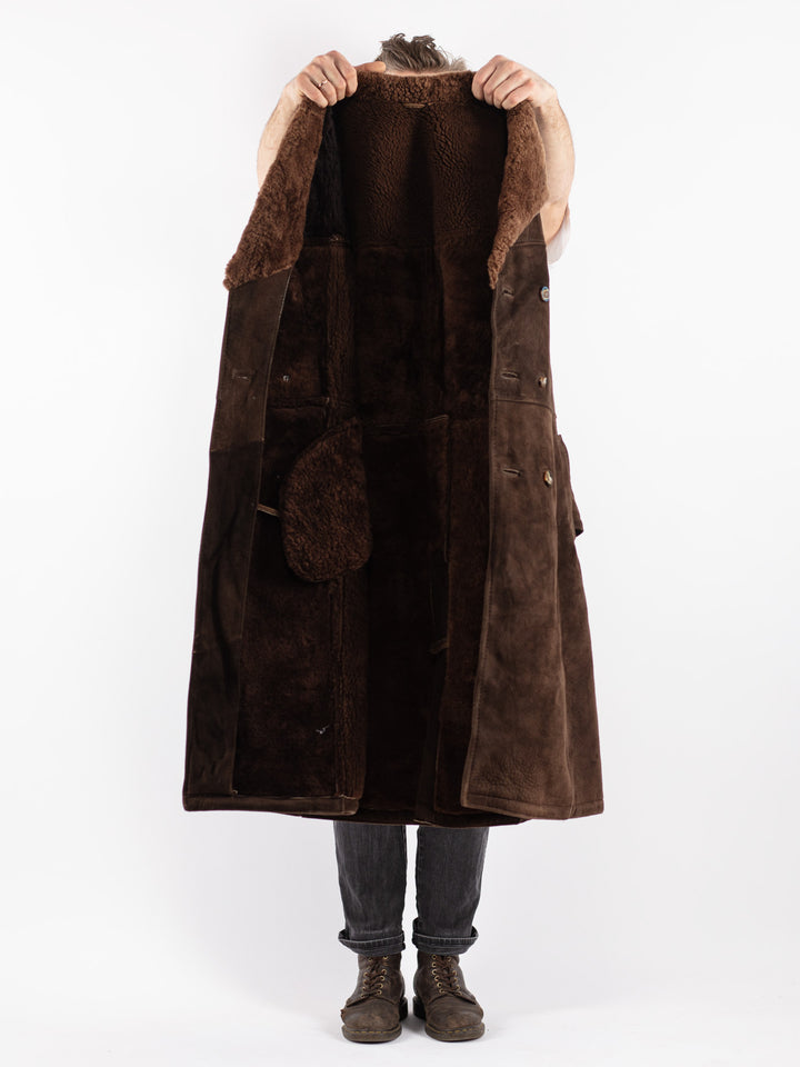 Vintage 70's Men Sheepskin Coat in Brown
