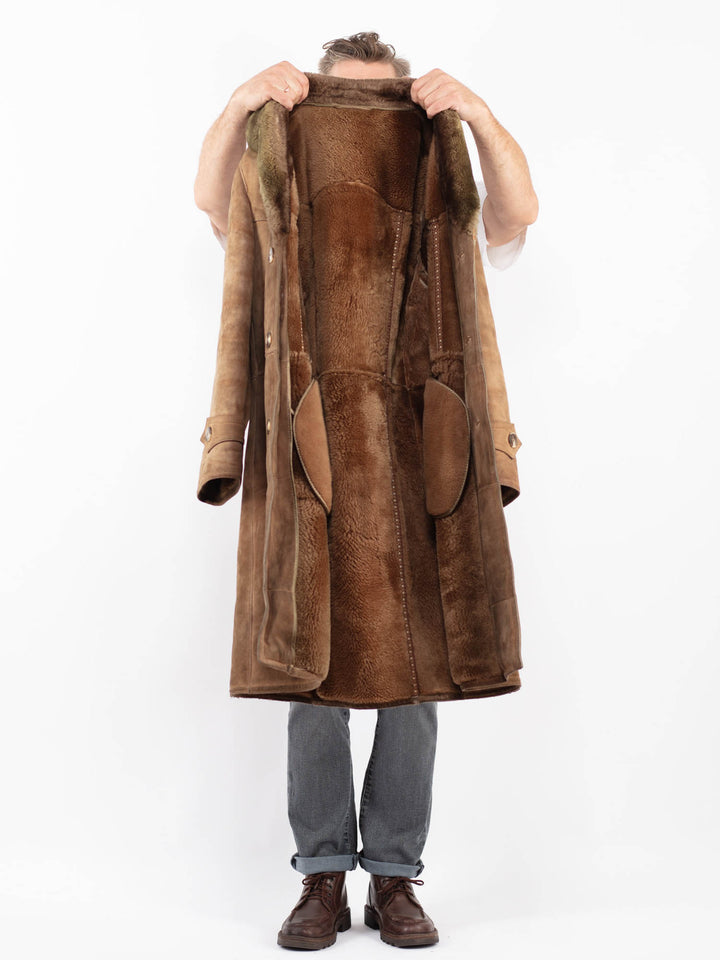 Vintage 70's Men Sheepskin Coat in BrownZ2289