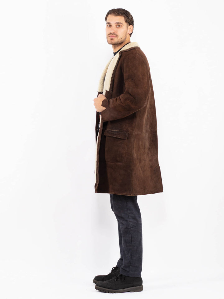 Vintage 70's Men Sheepskin Coat in BrownZ2381