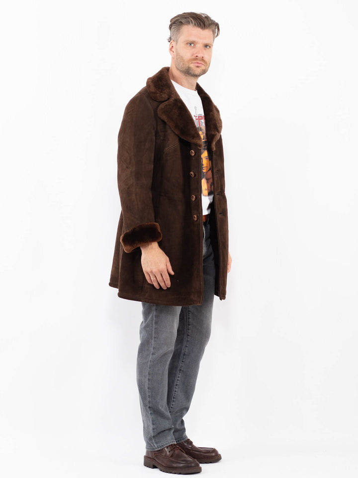 Vintage 70's Men Sheepskin Coat in BrownZ2064