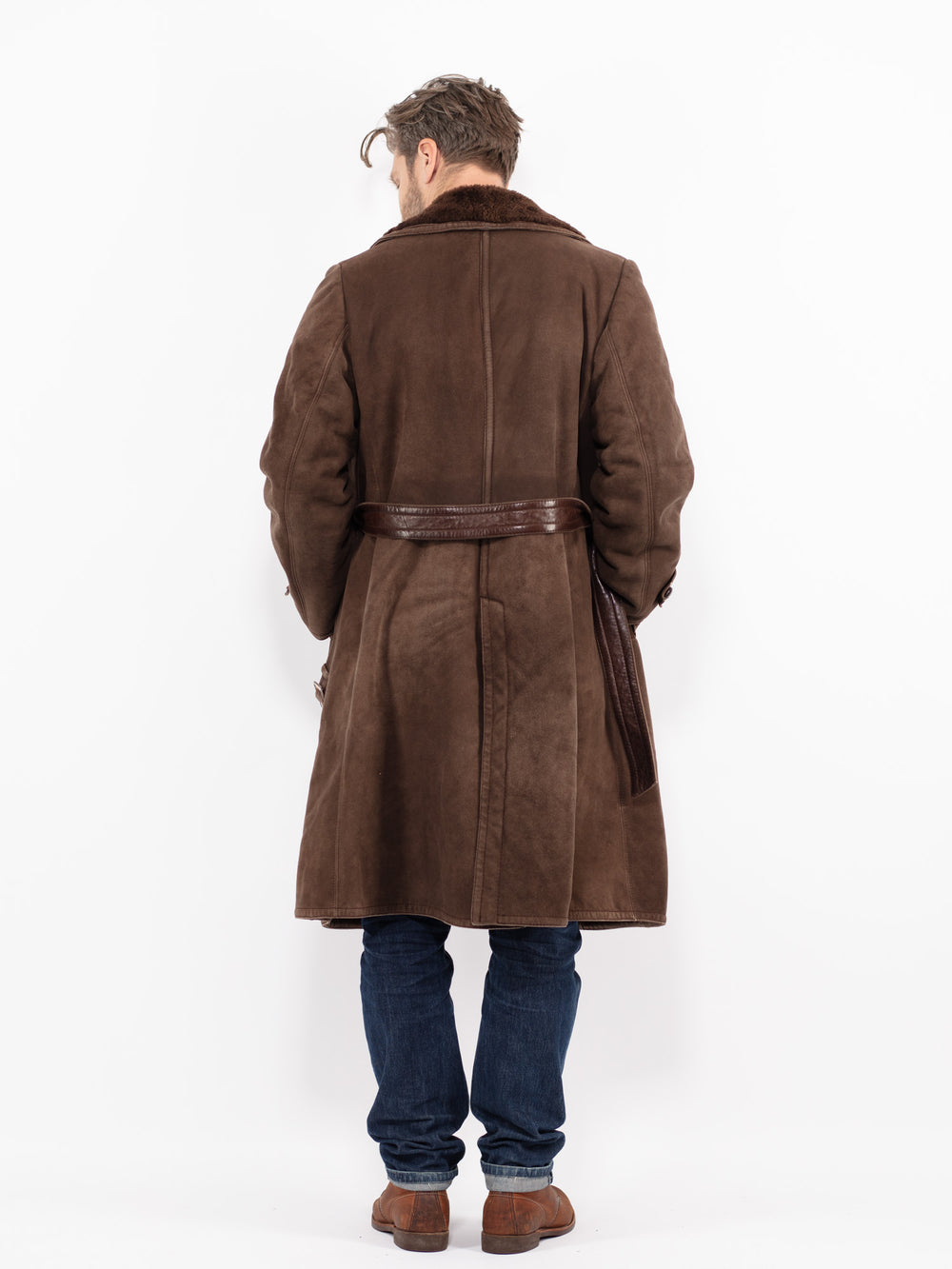 Vintage 70's Men Sheepskin Coat in BrownZ2671