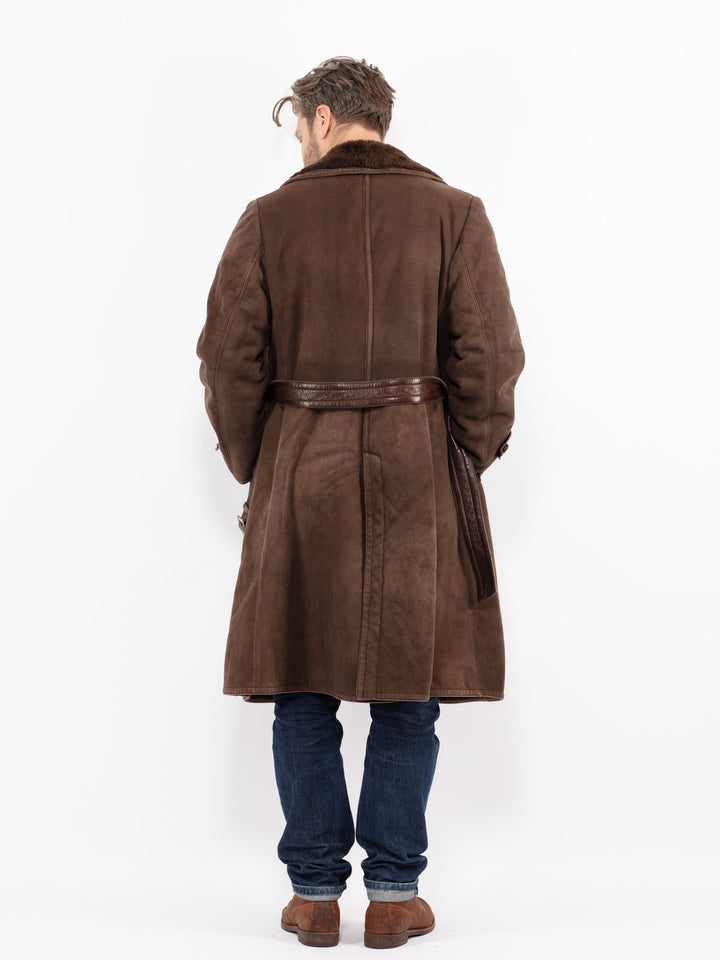 Vintage 70's Men Sheepskin Coat in BrownZ2671