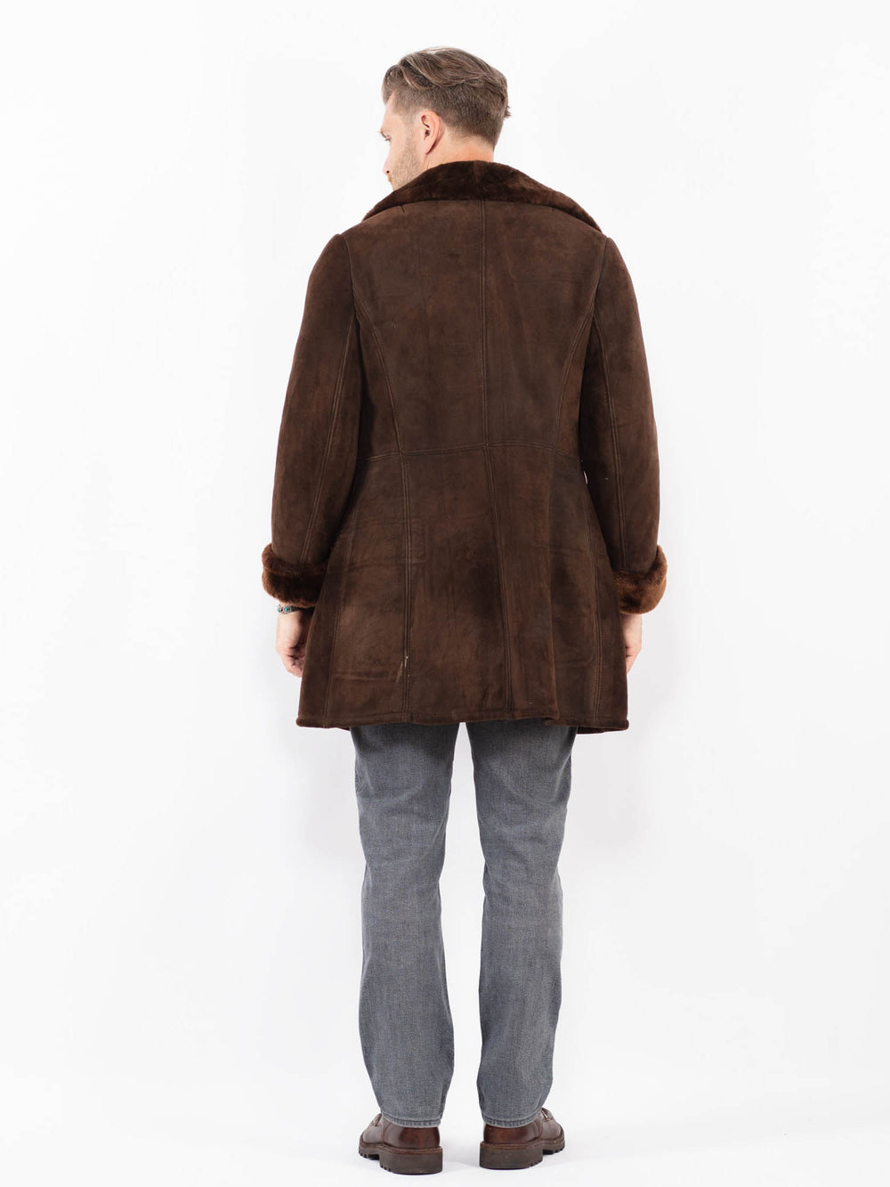 Vintage 70's Men Sheepskin Coat in BrownZ2064