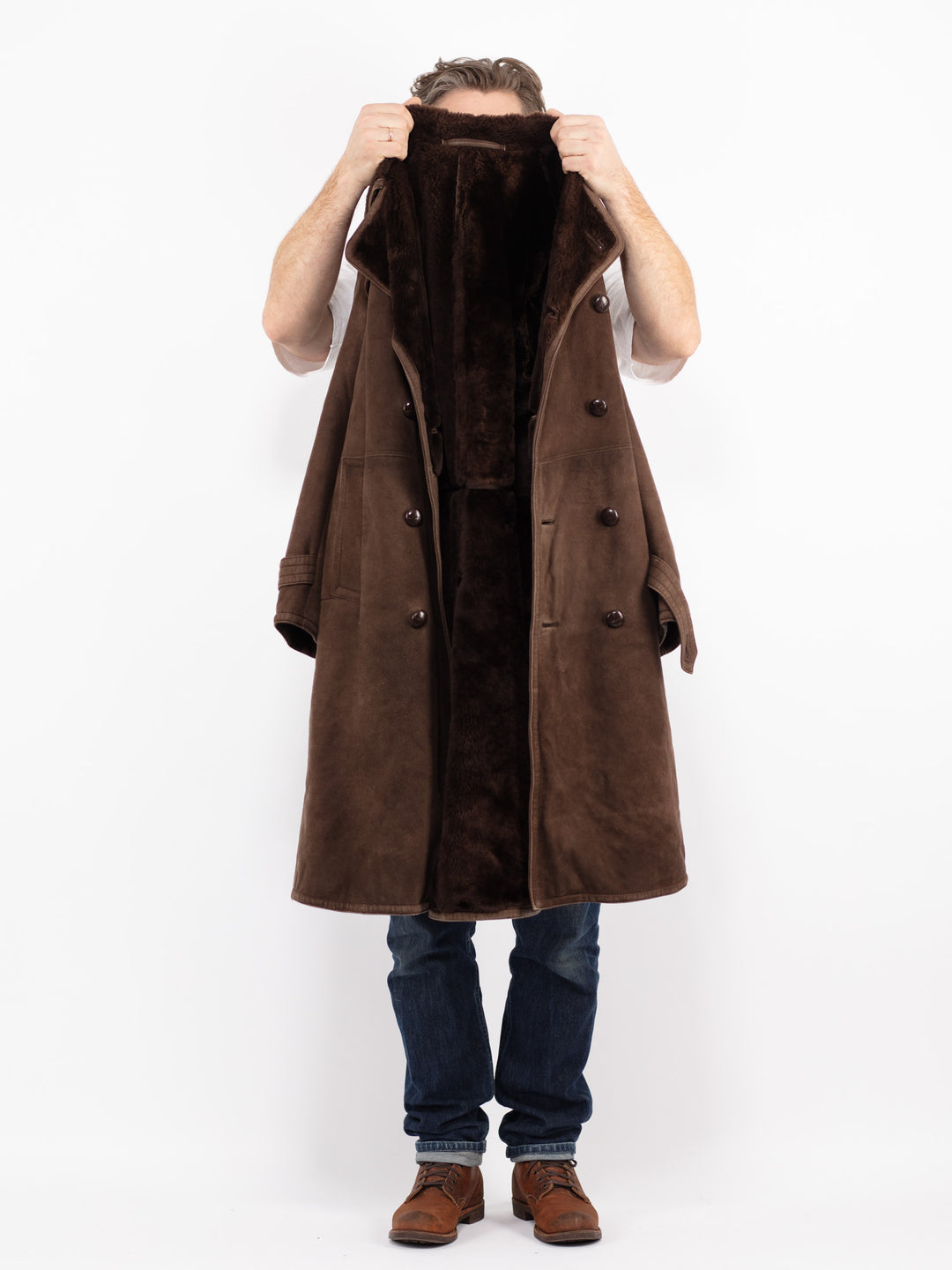 Vintage 70's Men Sheepskin Coat in BrownZ2671