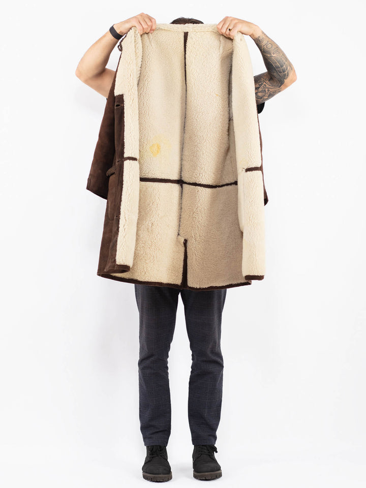 Vintage 70's Men Sheepskin Coat in BrownZ2381