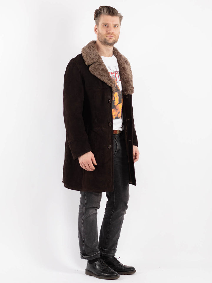 Vintage 70's Men Sheepskin Coat in Brown