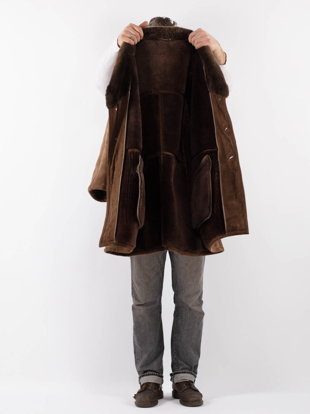 Vintage 70's Men Sheepskin Coat in BeigeZ1123