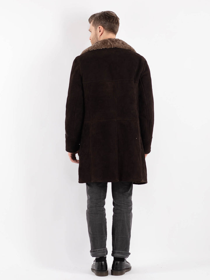 Vintage 70's Men Sheepskin Coat in Brown