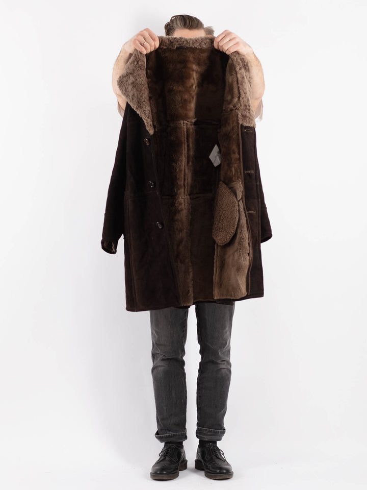 Vintage 70's Men Sheepskin Coat in Brown