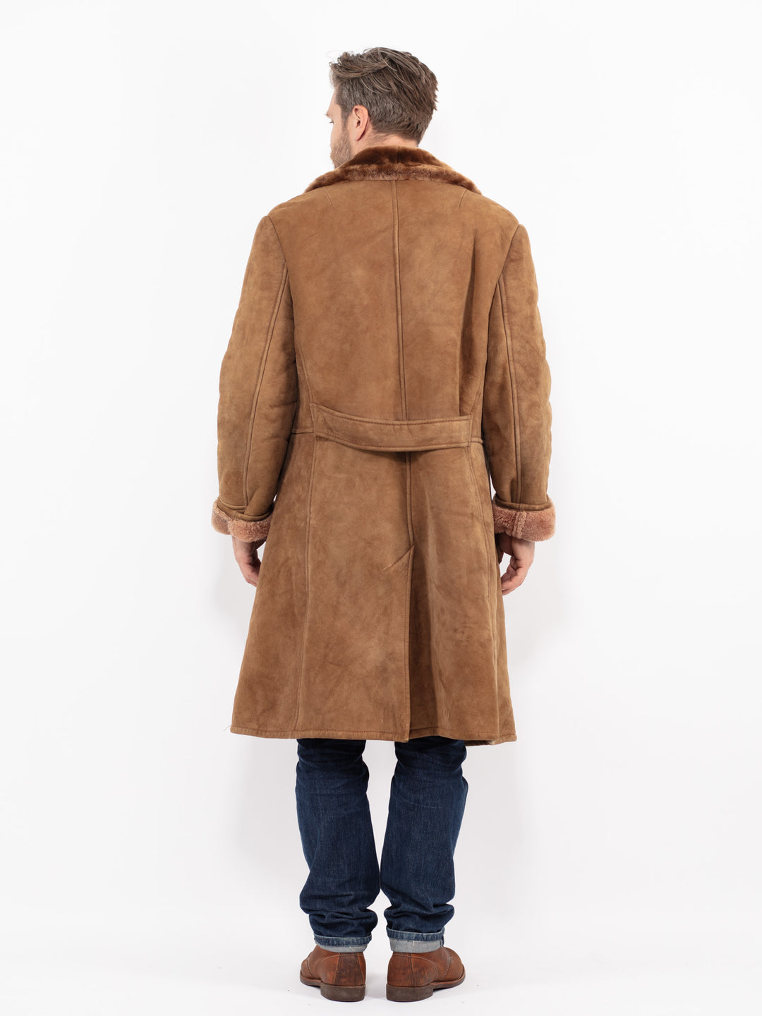 Vintage 70's Men Sheepskin Coat in BrownZ2673