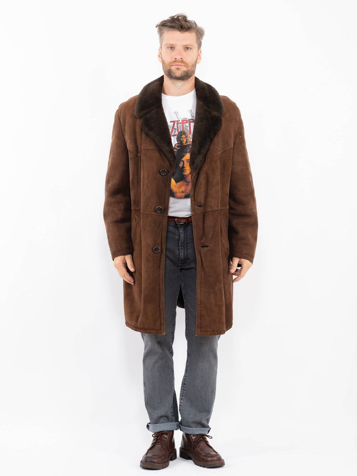 Vintage 70's Men Sheepskin Coat in BrownZ2292